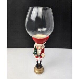 Vintage Santa Wine Goblet By Celebrations Santa Nutcracker-Look Stem 10"